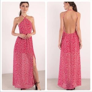Floral Halter Maxi Dress in Red